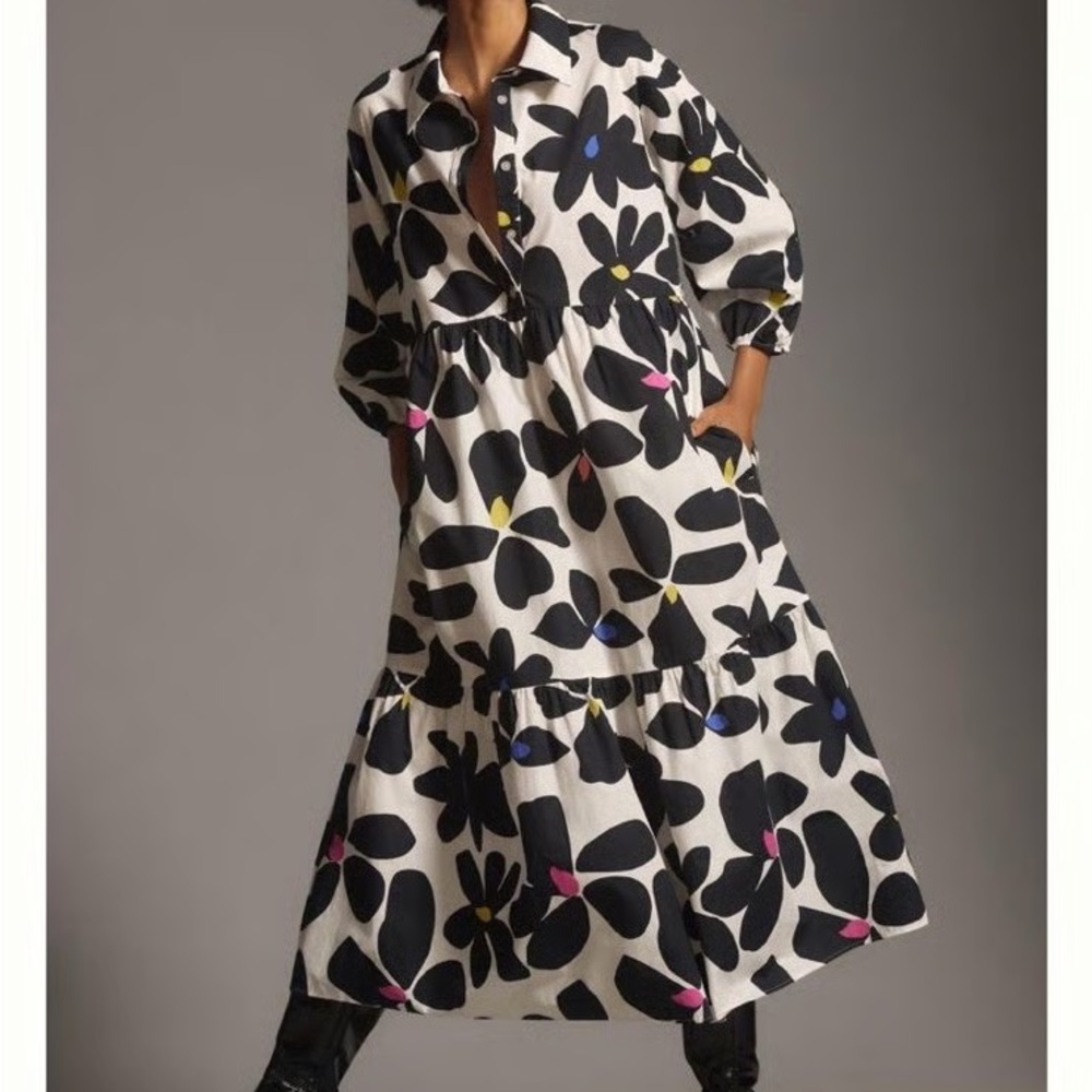Anthropologie  Maeve The Bettina Tiered Shirt Dress Brand New!